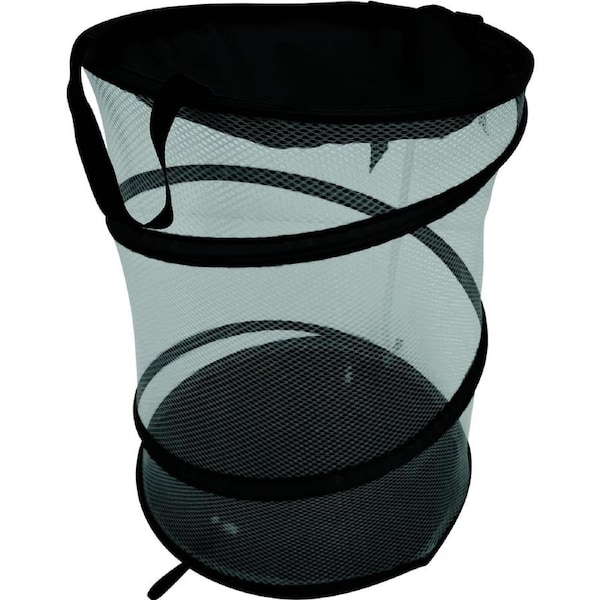 Wildtrak Round 45x30cm Collapsible Camp Storage Rubbish Bin/Laundry Basket Black