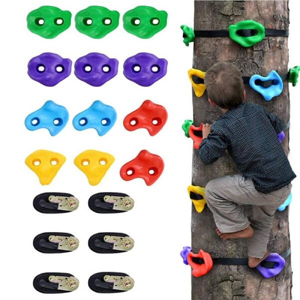 Nevenka 12 Tree Climbing Holds with 6 Ratchet Straps for Kids Climber Outdoor Training