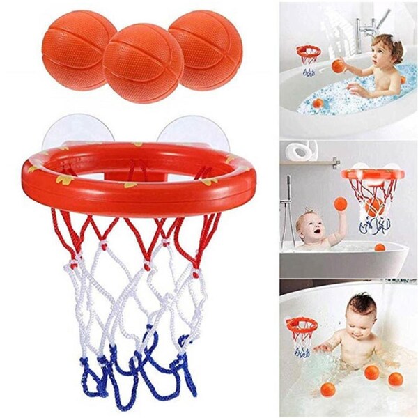 Nevenka Bathtub Basketball Hoop & Balls Set Bath Toys for Toddler