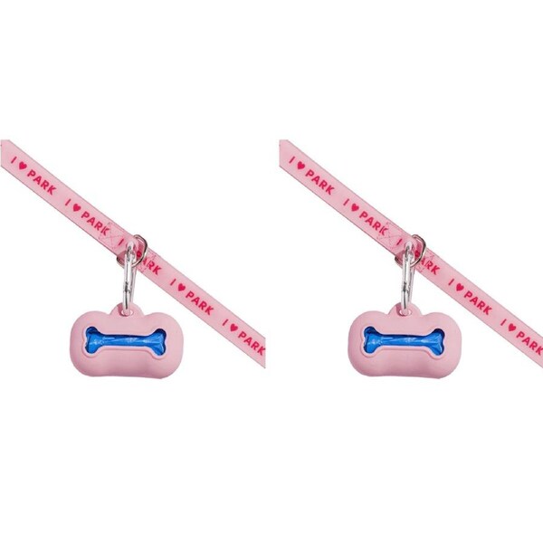 2x Gummi Silicone The Commons Dog/Puppy Poo Bag Waste Dispenser/Holder Clip Pink