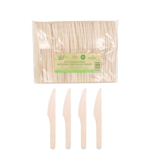 500 x Wooden Cutlery Bulk Disposable Knives Eco Friendly Catering Wedding Party