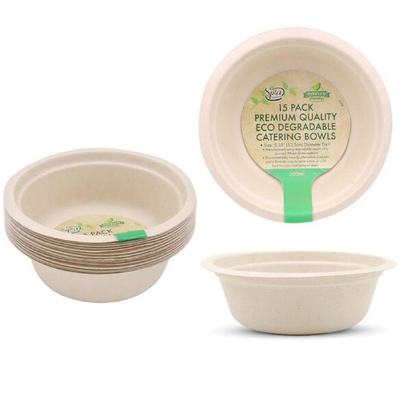 30 x Eco Disposable Round Catering Bowls Biodegradable Dinner Party Salad Bowls