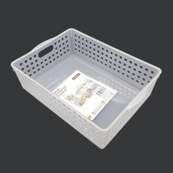 5 x Plastic Storage Basket Home Clean Kitchen Office Multi Purpose Tub Container