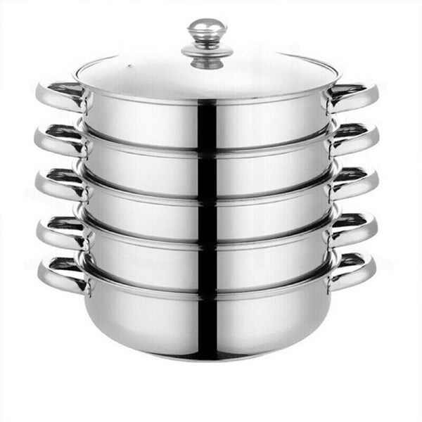 5 Tier Stainless Steel Steamer Meat Vegetable Cooking Steam Pot Kitchen Tool