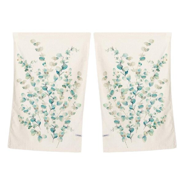 2pc Canningvale Aussie 45x70cm Cotton Tea Towel Botanical Rectangle Eucalyptus