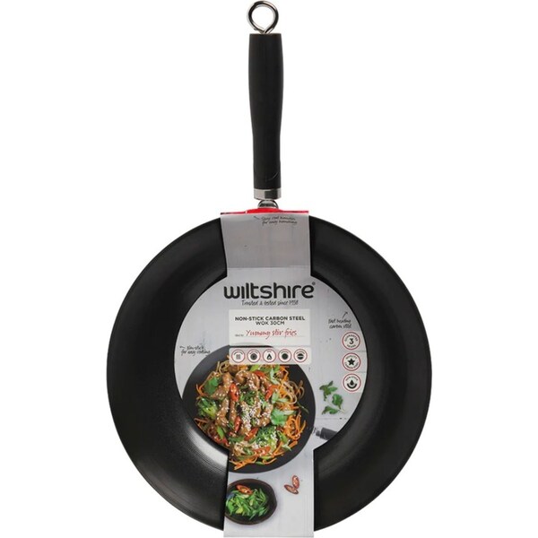 Wiltshire Soho Nonstick Carbon Steel Wok 30cm Suits Induction
