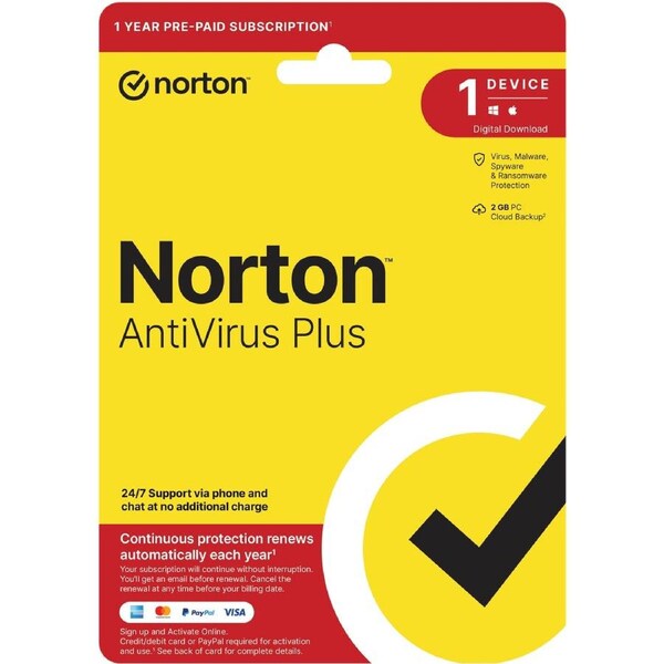 Norton Antivirus Plus 2GB - 1 User - 1 Device - 12 Month