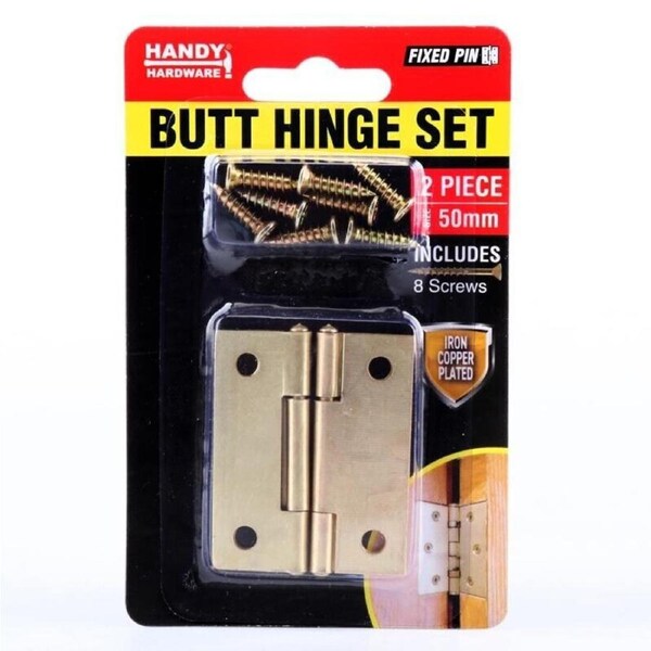 2pcs Hinge Set Iron Copper Plated 50mm with 8 Screws