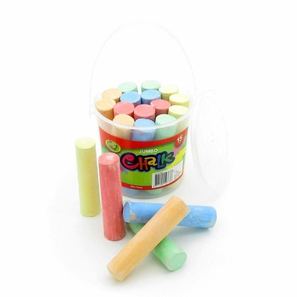 Jumbo Chalk Art Craft 15 Chalks for Kids - Multicoloured