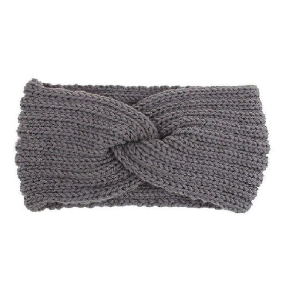 Knitted Headband Women Crochet Winter Ear Warmer Hairband Headwrap - Gray