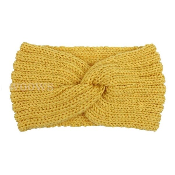 Knitted Headband Women Crochet Winter Ear Warmer Hairband Headwrap - Yellow
