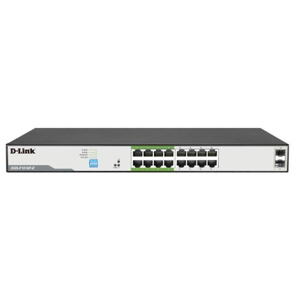 D-Link 18-Port Gigabit PoE Switch with 16 PoE+ Ports and 2 SFP Uplinks