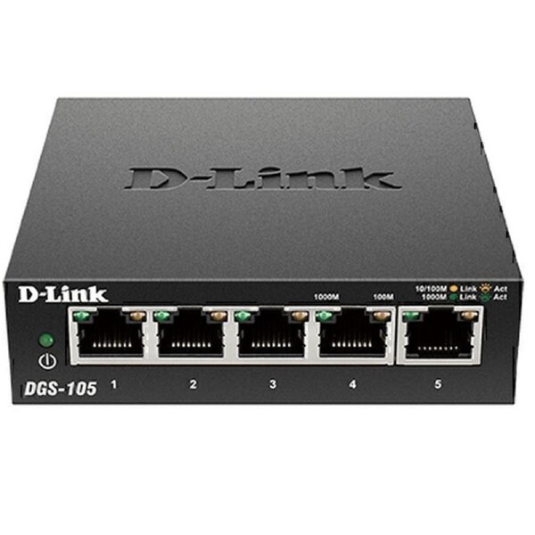 D-Link DGS-105 5-Port Gigabit Desktop Switch Metal Housing Unmanaged