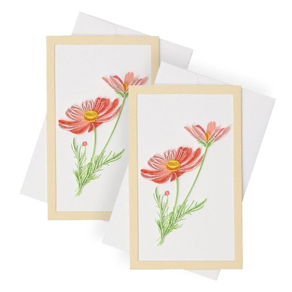 2x Boyle Quilled 12.5cm Handmade Framed Standing Greeting Card Gift Peachy Duo