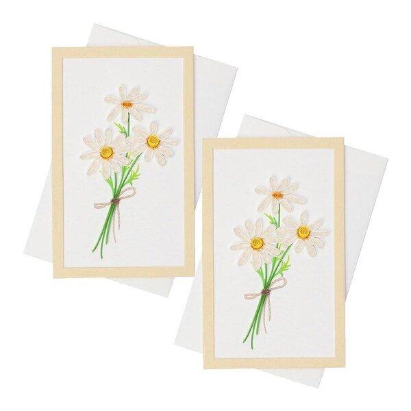 2x Boyle Quilled Framed Standing Greeting Card Gift w/Envelope White Daisy