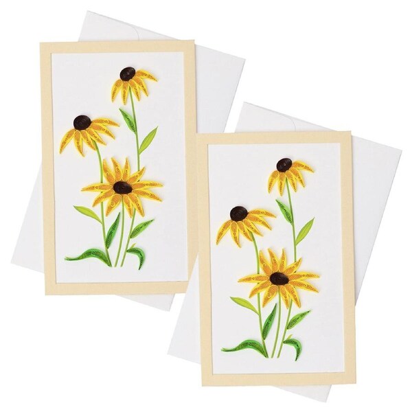 2x Boyle Quilled Framed Standing Greeting Card Gift w/ Envelope Yellow Daisy
