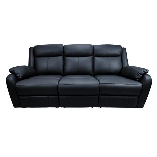 Bella 3 Seater Electric Recliner Genuine Leather Upholstered Lounge - Black