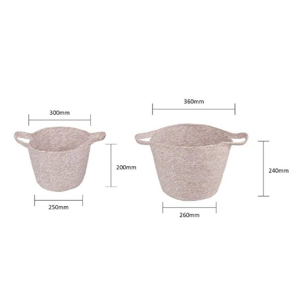 Clevinger 2 Piece Cotton Rope String Carry Handles Storage Baskets Set