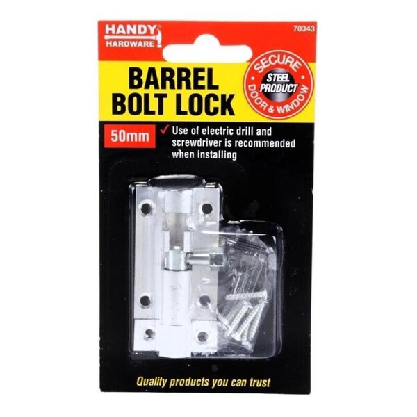 1PK Lock Barrel Bolt Stainless Steel Includes Screws Door Window Secure 50mm
