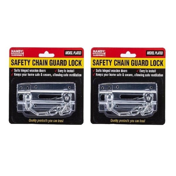 2PK Door Chain Lock Mechanism Chain Guard Lock Handy Hardware -14x 9x 1.5cm