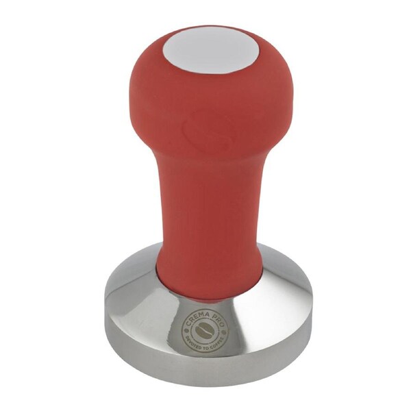 Crema Pro Ergonomic Coffee Tamper w/Storage Bag Solid Stainless Steel Red 58mm