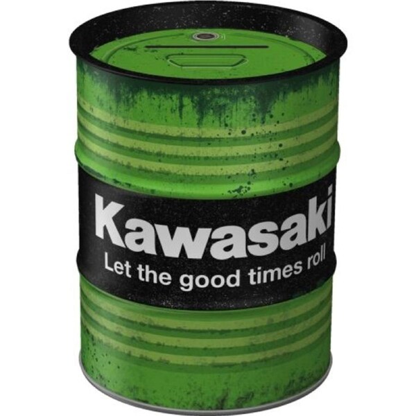 Kawasaki German Made Tin Money Box Oil Barrel Shaped