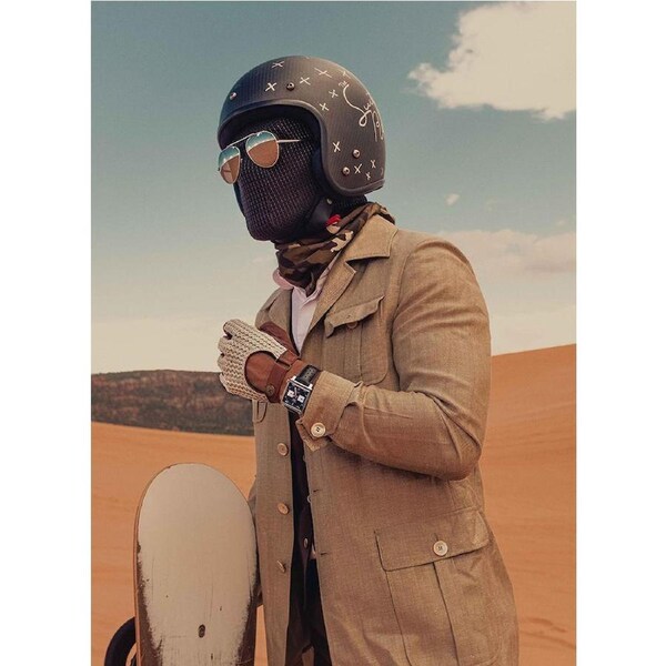 Dents Mens Suited Racer x Crochet Back Fingerless Driving Gloves - Tan Small