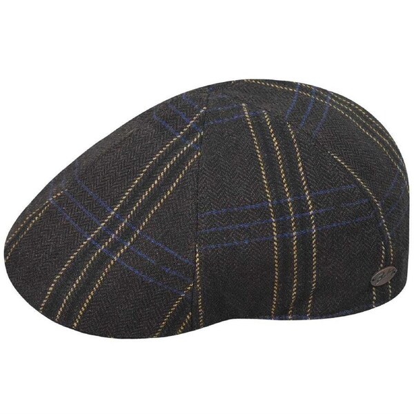 Bailey Mens Tress Pub Cap Flat Hat Fit for Autumn/Winter Season - Brown Stripe L