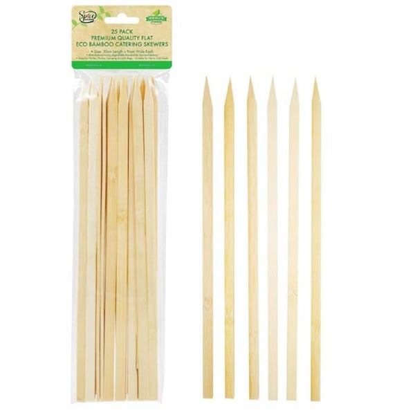 500 x Flat Bamboo Paddle Skewers Wooden Skewer Catering BBQ Kebab Sticks 30cm