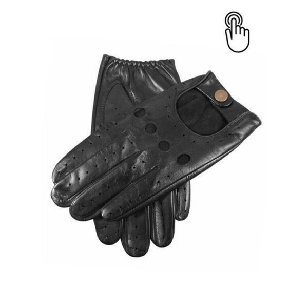 Dents Mens Silverstone Touchscreen Driving Gloves - Black Large