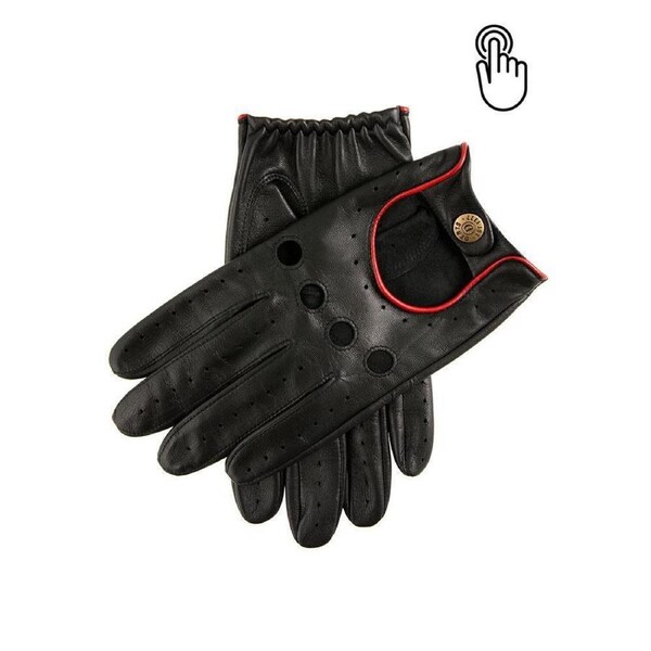 Dents Mens Silverstone Touchscreen Driving Gloves - Black Berry X-Large