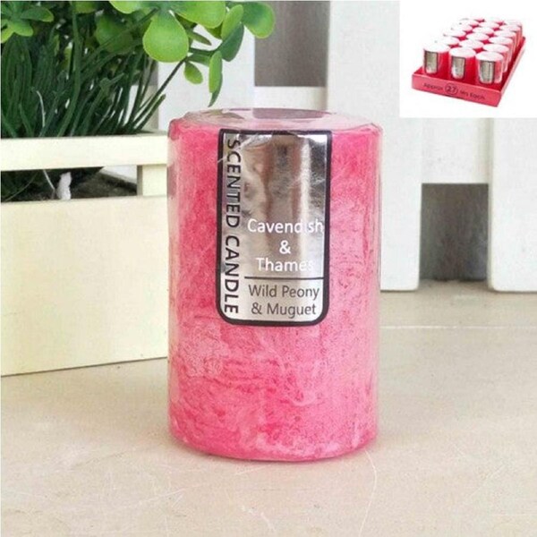 Hot Pink Rustic Scented Candle - Wild Peony and Muguet