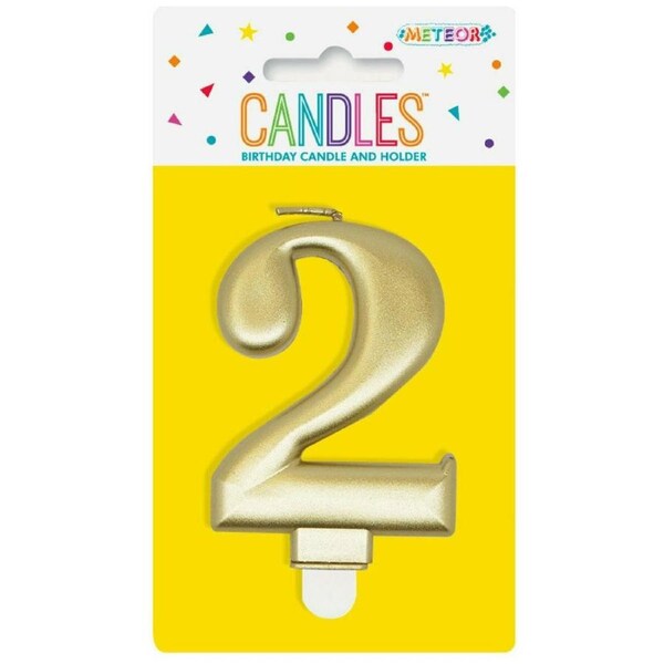 Birthday Candle Number 2 - Metallic Gold