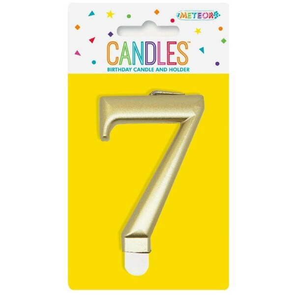 Birthday Candle Number 7 - Metallic Gold