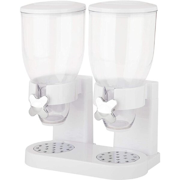 Double Cereal Dispenser Container Tank Large Dry Food Snack Kitchen Canister