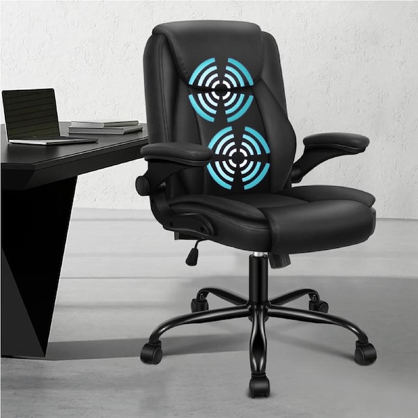 ALFORDSON Massage Office Chair with Flip-up Arms Black