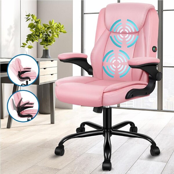 ALFORDSON Massage Office Chair Executive Computer Gaming Seat PU Leather Pink