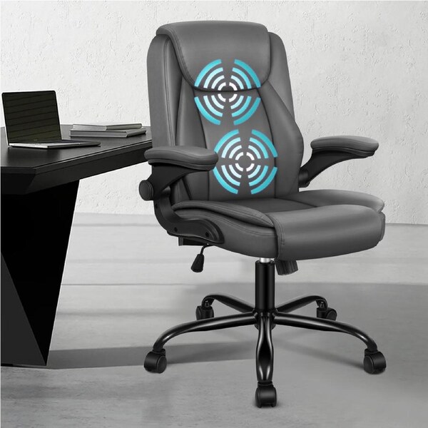 ALFORDSON Massage Office Chair with Flip-up Arms Grey