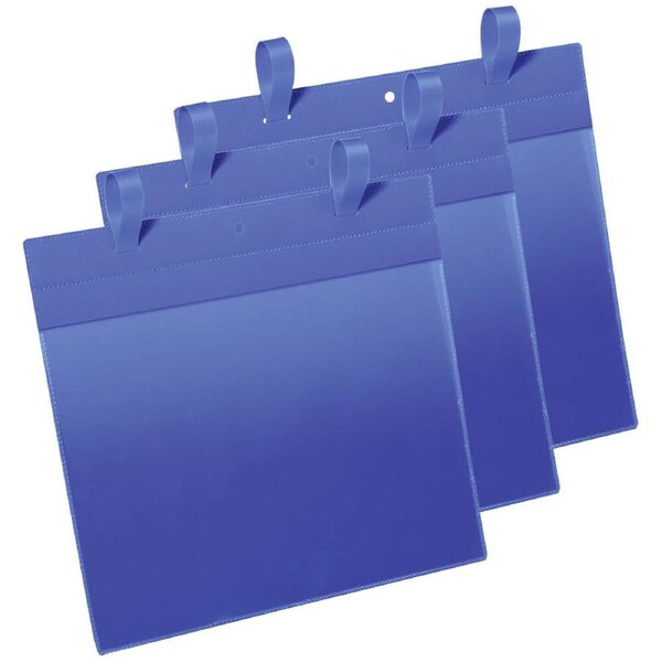 50PK Durable A4 Document Logistic Pockets w/Fastening Straps Landscape Dark Blue