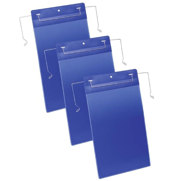 50PK Durable Logistic A4 Document Pockets w/ Wire Hanger Portrait Dark Blue