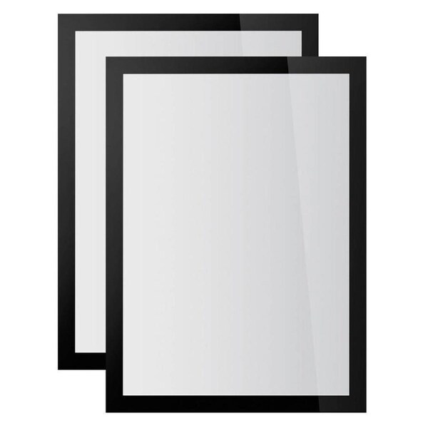 2PK Durable Duraframe Sun Static Cling A4 Document Holder Stationery Display BLK