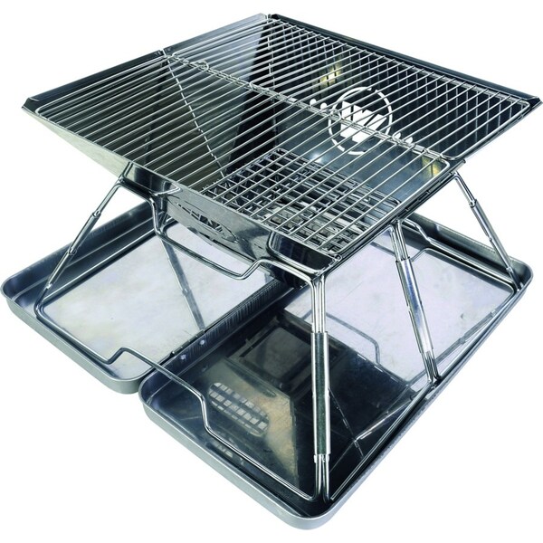 Wildtrak Frontier 360 Stainless Steel 36.5cm Folding BBQ Firepit w/ Bag Silver