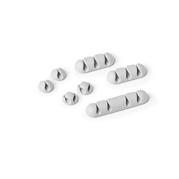 7pc Durable Cavoline 18cm Plastic Self Adhesive Clips Fastener Organiser Grey