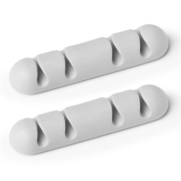 2pc Durable Cavoline 18cm Plastic Self Adhesive Clips Fastener Organiser Grey