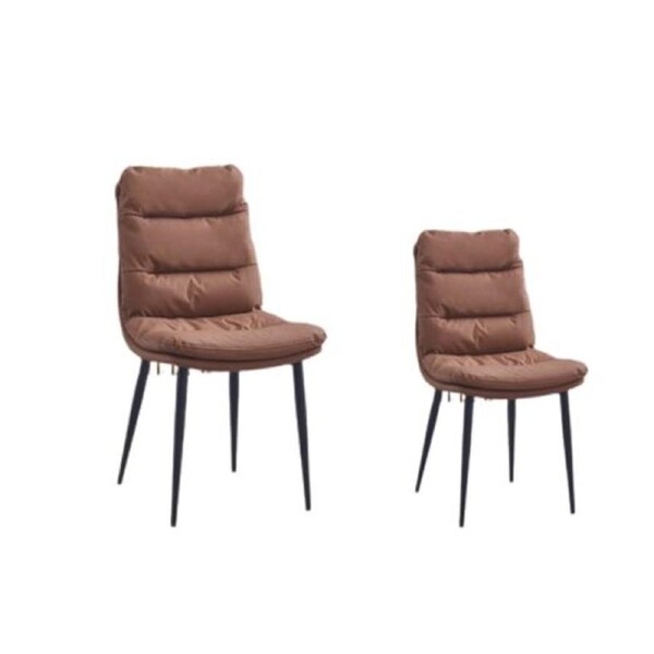 Brighton Dining Chair Set of 2 Caramel LPU Upholstery Powder Coated Legs