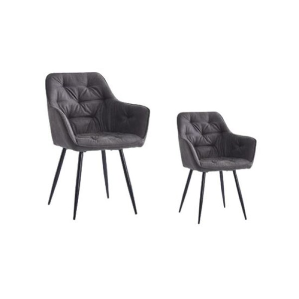 Clayton Dining Chair Set of 2 Tech Fabric Upholstered Powder Coated Legs Black