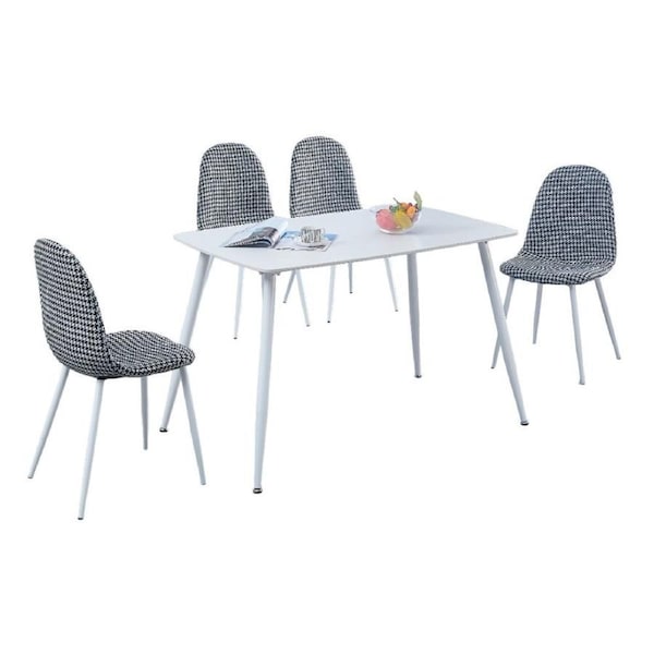 Yarra Dining Chair Set of Four Black and White Houndstooth Fabric