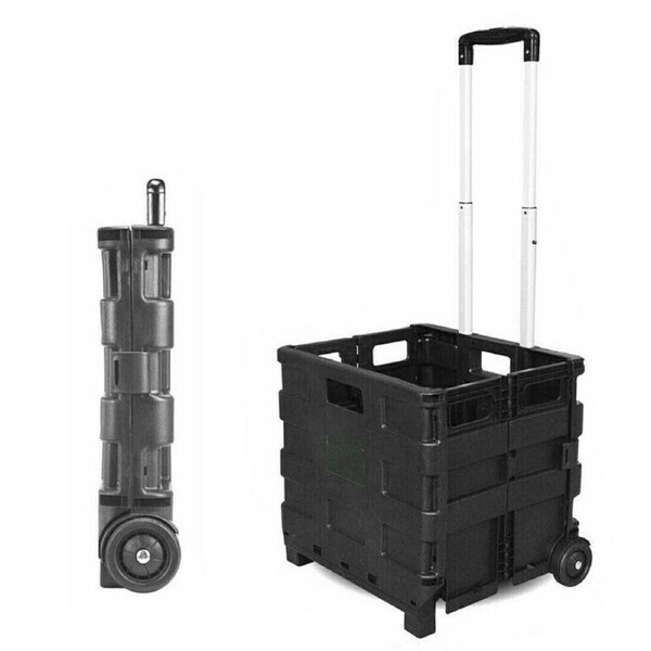 Pack & Roll Grocery Basket Foldable Shopping Cart Trolley Folding Crate Portable