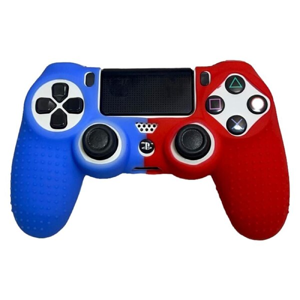 Silicone Cover For PS4 Controller Case Skin - Red/Blue