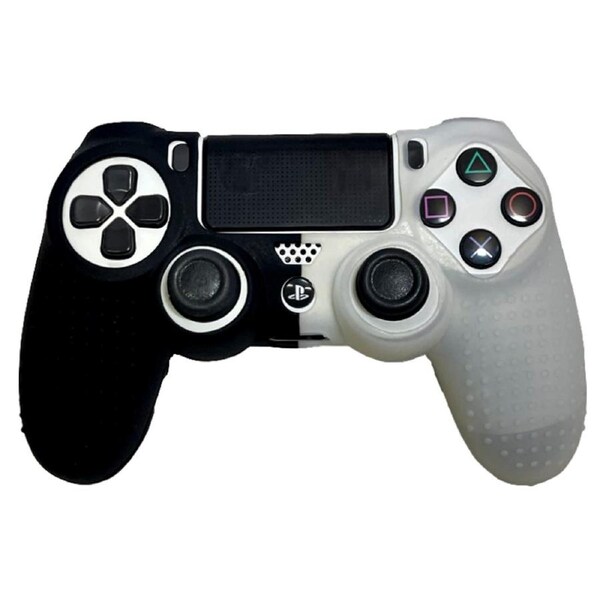 Silicone Cover For PS4 Controller Case Skin - Black & White